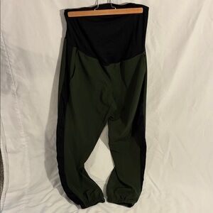 Ingrid & Isabel Maternity Joggers in Black and Green